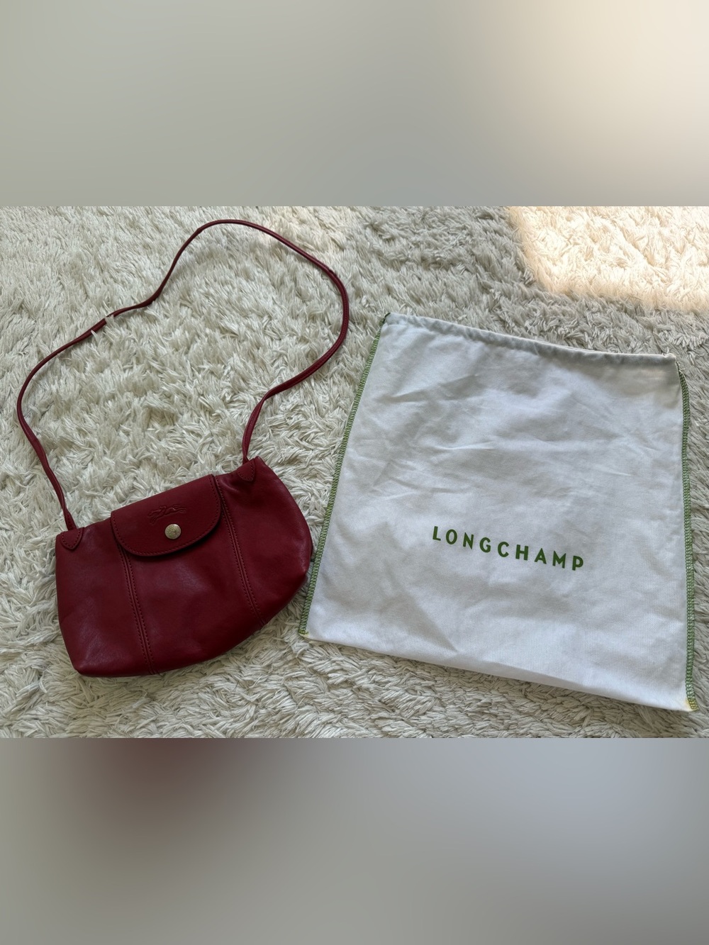 Longchamp Burgundy Leather Crossbody Purse
